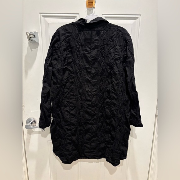 Julia Amory Black Embroidered Swizzle Mini Shirt Tunic Dress - Picture 3 of 5